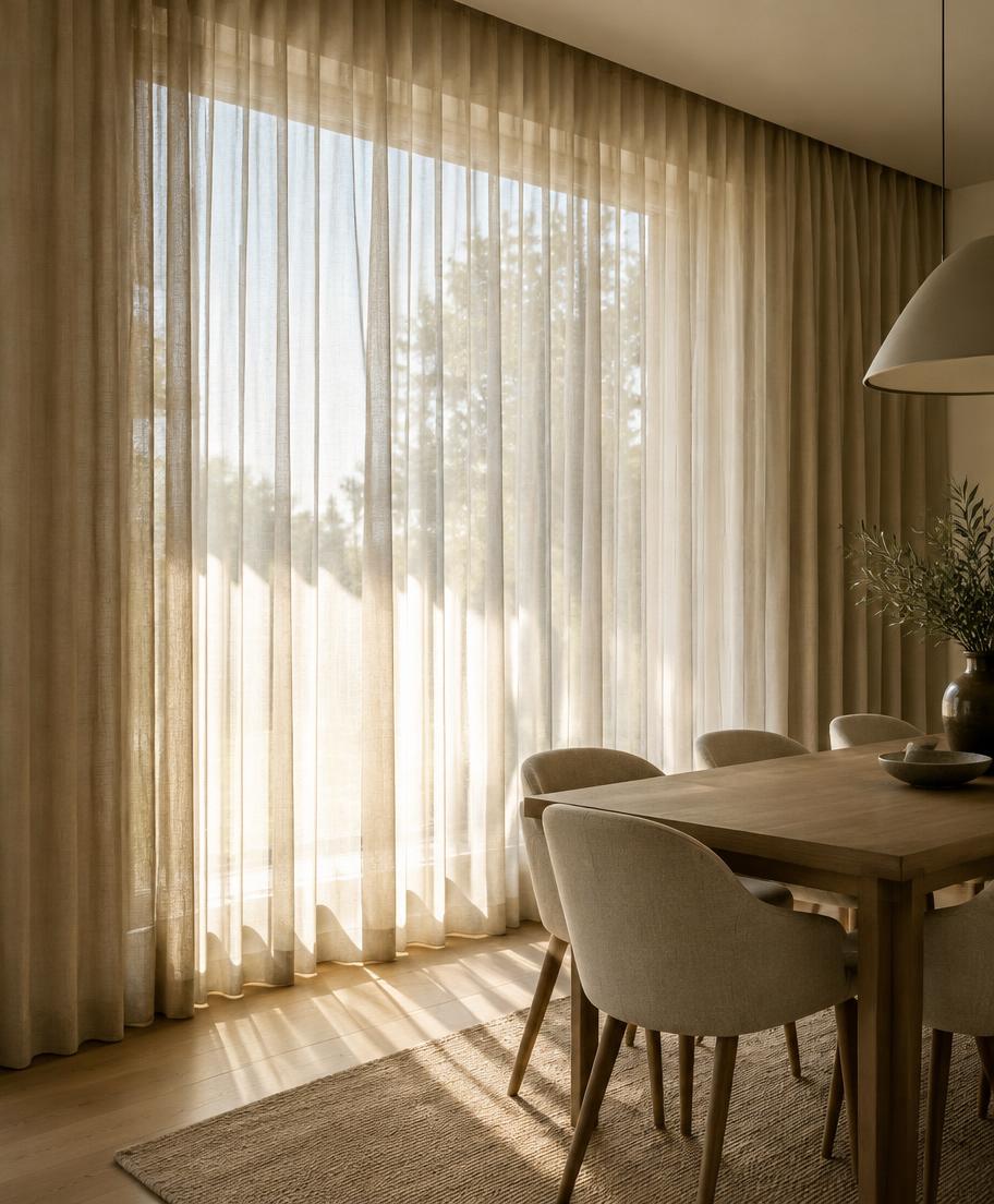 In-between gordijnen in een sfeervol interieur